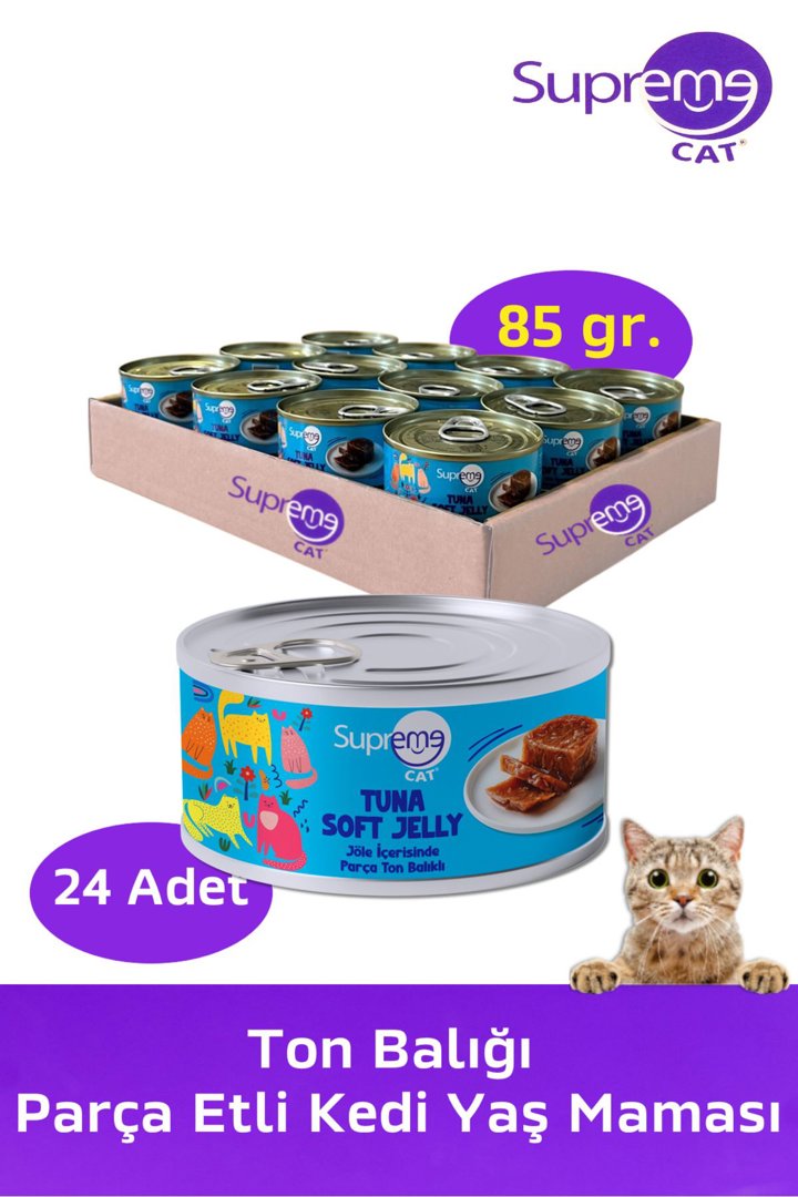 Supreme Ton Balığı Parça Etli Konserve Kedi Yaş Maması 85 gr