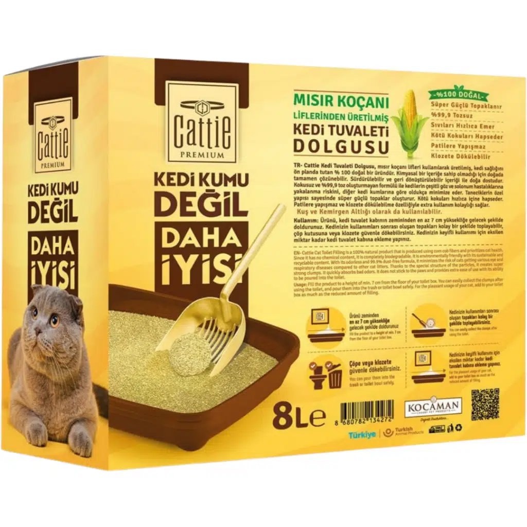 Cattie Kedi Kumu Mısır Koçanı Granül 8 L görsel 2