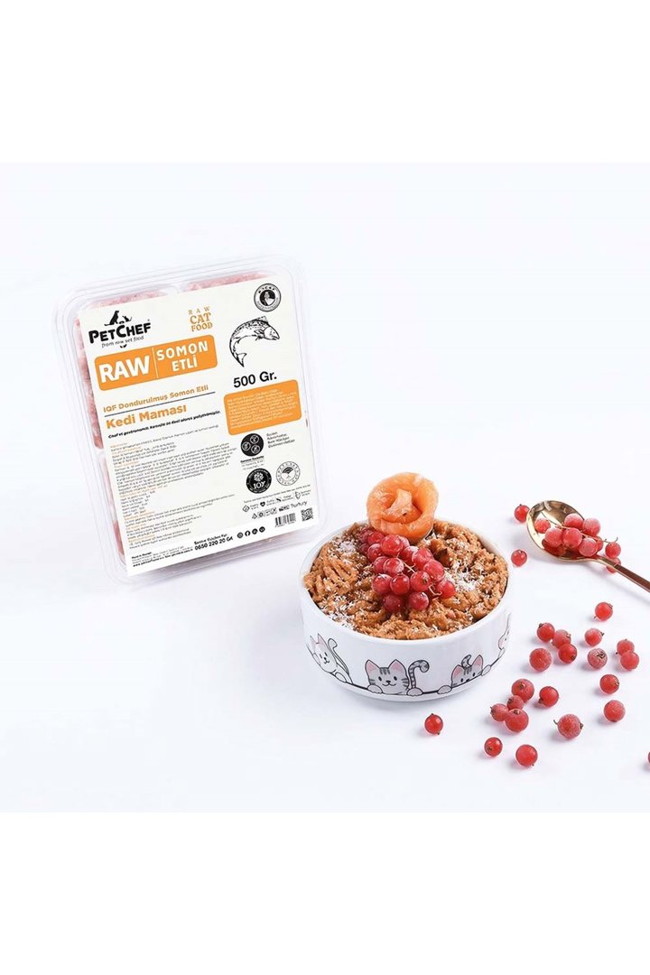 Petchef Raw Somon Etli Kedi Mama 500 G görsel 2