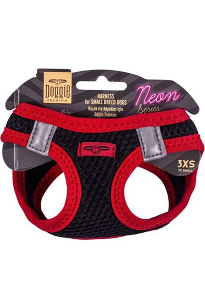 Doggie Köpek Göğüs Tasması Küçük Irk Neon Kırmızı