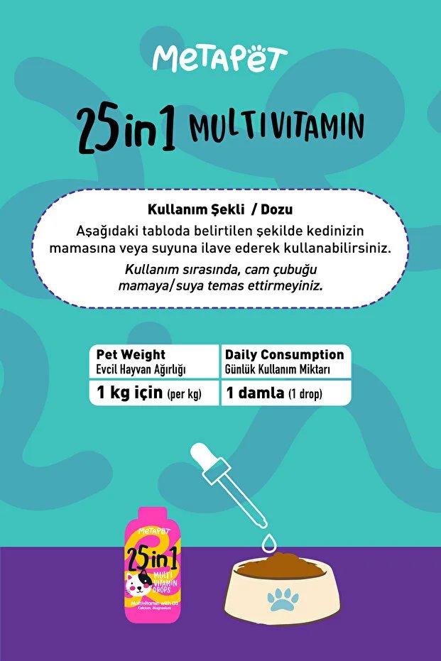 Metapet Kedilere Özel Multivitamin Damla 50 Ml görsel 2