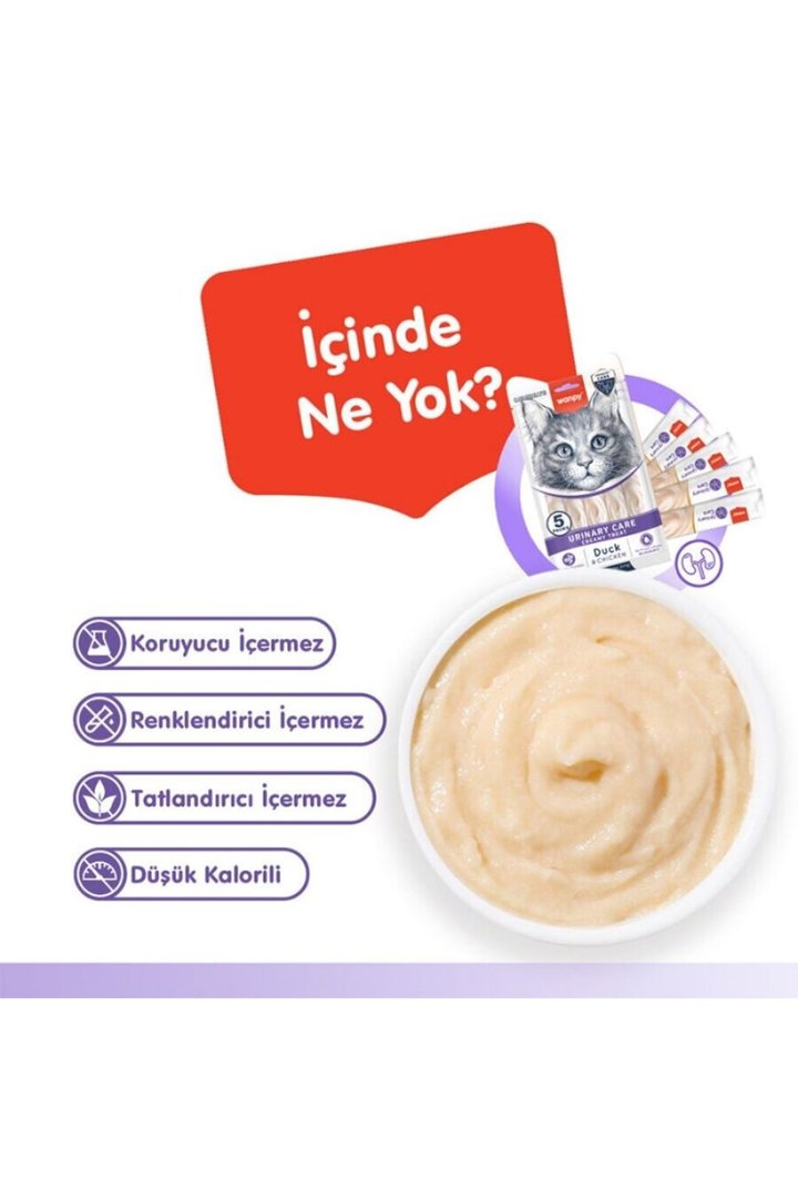 Wanpy Kedi Krema Urinary Ördekli Tavuklu 5*14 G görsel 6