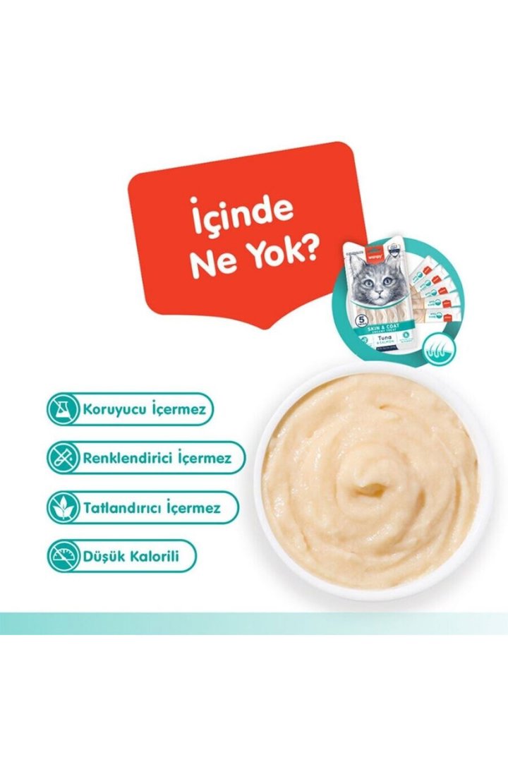 Wanpy Kedi Krema Ton Balık,Somon Tüy Sağlığı 5*14G görsel 3