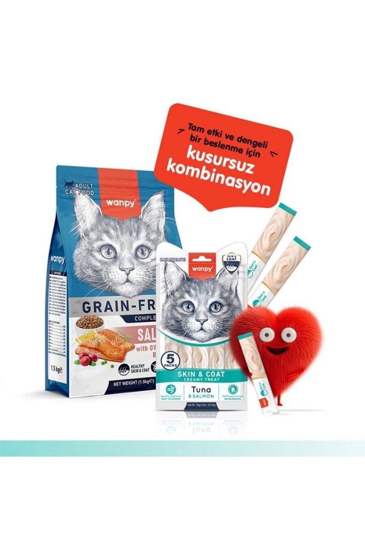 Wanpy Kedi Krema Ton Balık,Somon Tüy Sağlığı 5*14G görsel 6