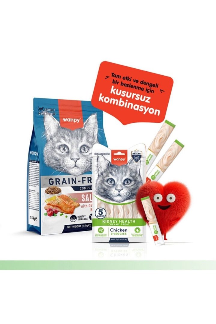 Wanpy Kedi Krema Tavuk,Sebze Böbrek Sağlığı  5*14G görsel 2