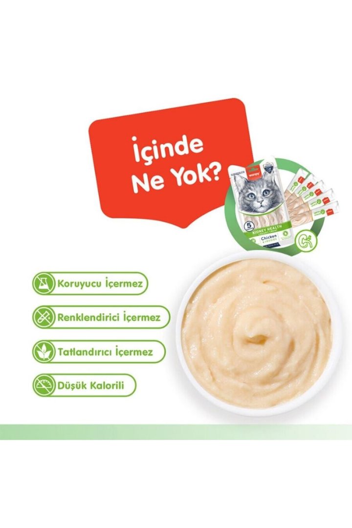 Wanpy Kedi Krema Tavuk,Sebze Böbrek Sağlığı  5*14G görsel 3