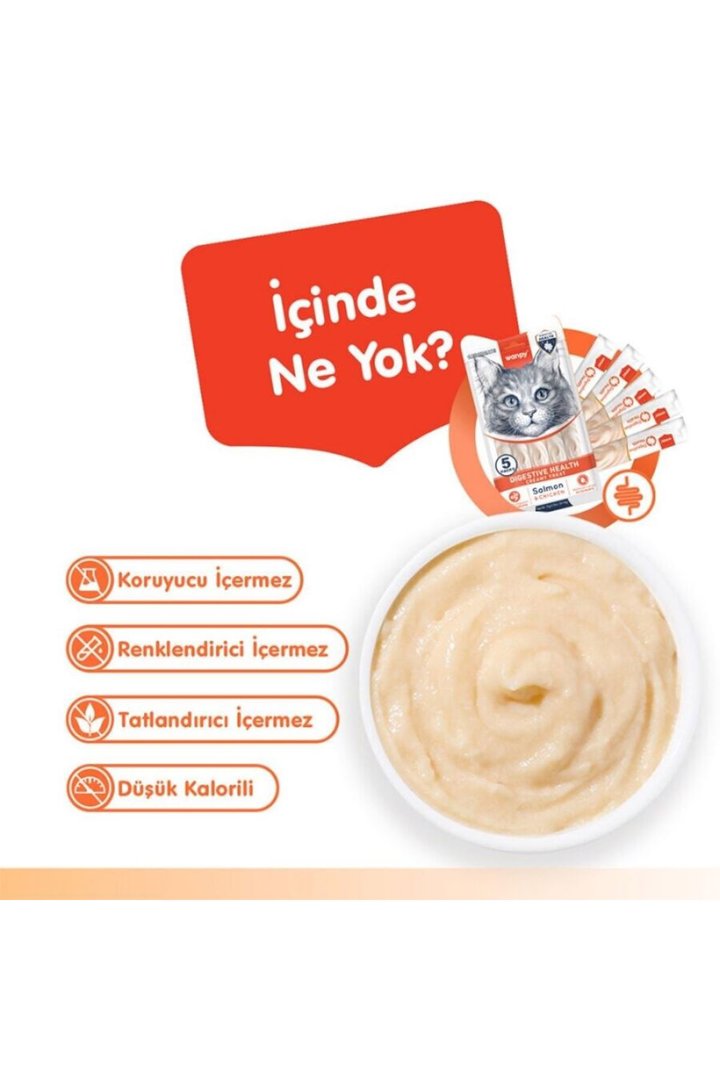 Wanpy Kedi Krema Somon,Tavuk Sindirim Dest. 5*14G görsel 3