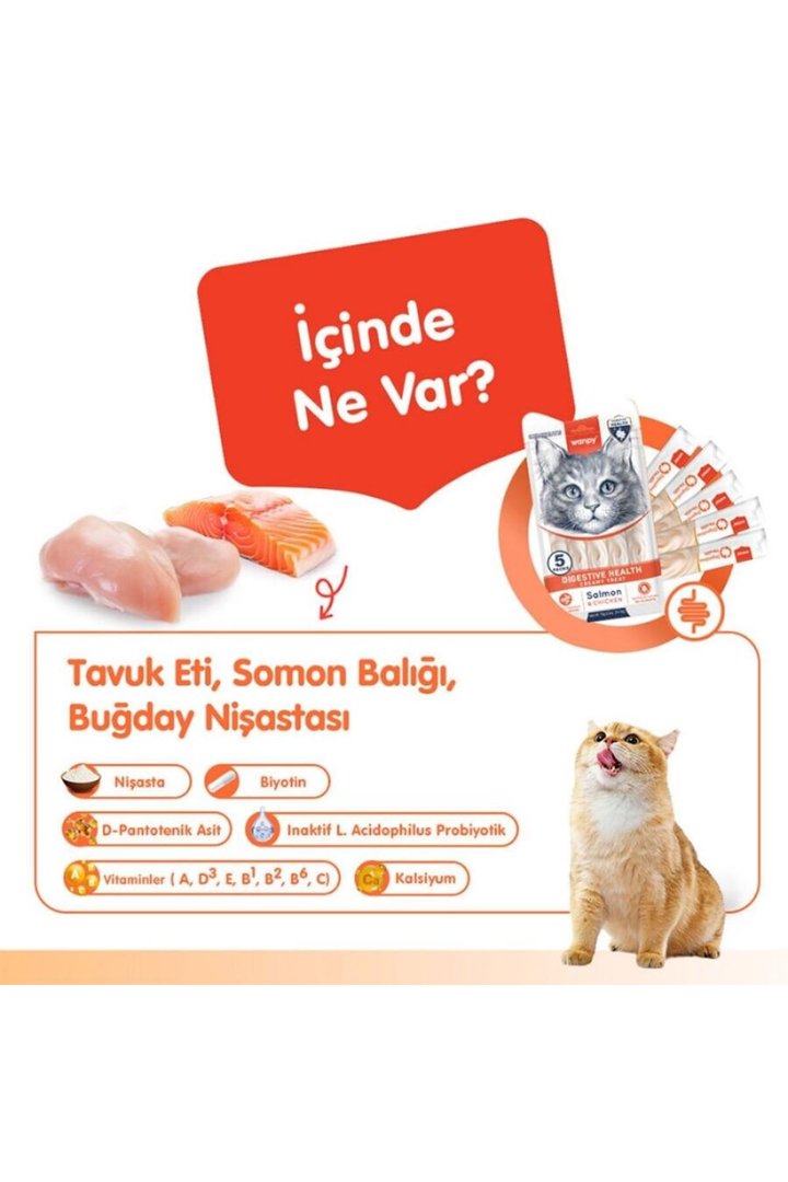 Wanpy Kedi Krema Somon,Tavuk Sindirim Dest. 5*14G görsel 4