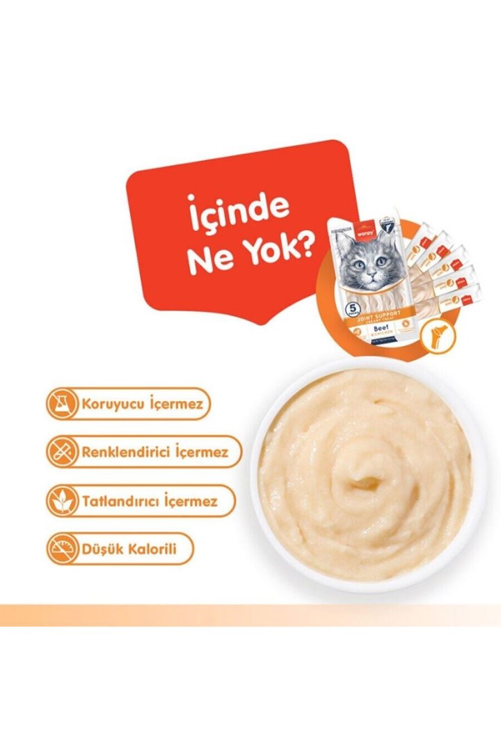 Wanpy Kedi Krema Sığır Etli,Tavuk Eklem Dest.5*14G görsel 5