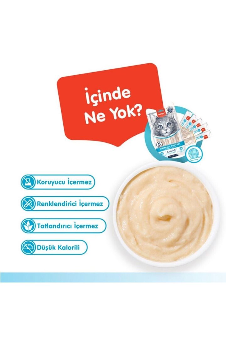 Wanpy Kedi Krema Morina, Tavuklu Tüy Yumağı 5*14 G görsel 3