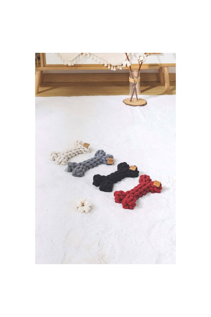 M-Pets Köpek Oyuncağı Örgü Kemik Gri 19*12*5 Cm görsel 3