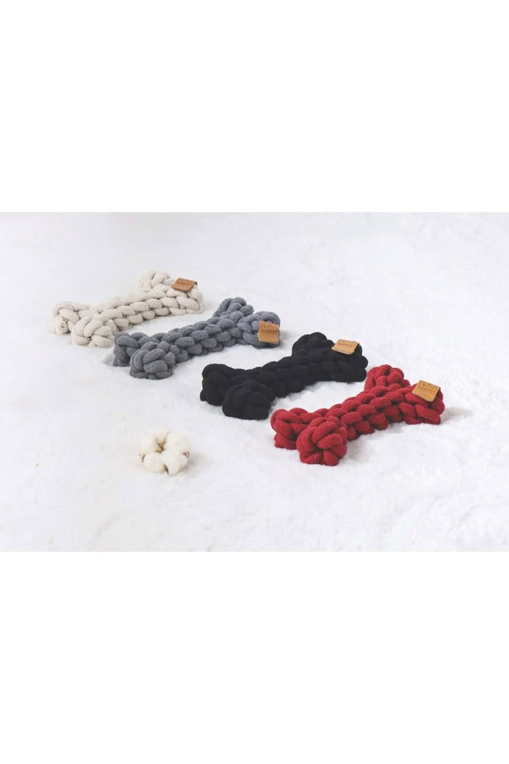 M-Pets Köpek Oyuncağı Örgü Kemik Beyaz 19 Cm görsel 3