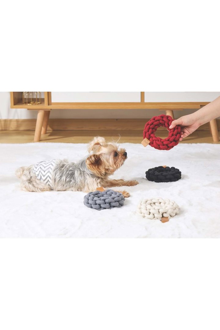 M-Pets Köpek Oyuncağı Örgü Halka Gri 13 Cm görsel 2