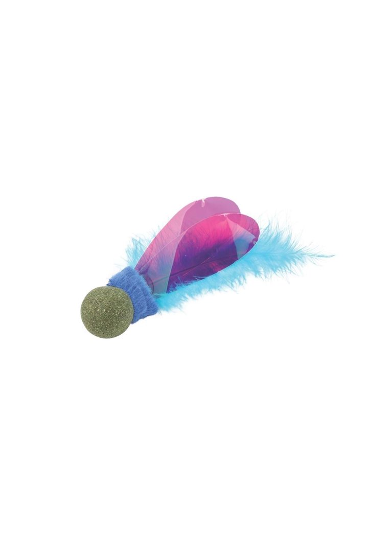 M-Pets Kedi Oyuncağı Catnipli Tüylü Top Mavi 13 Cm görsel 2