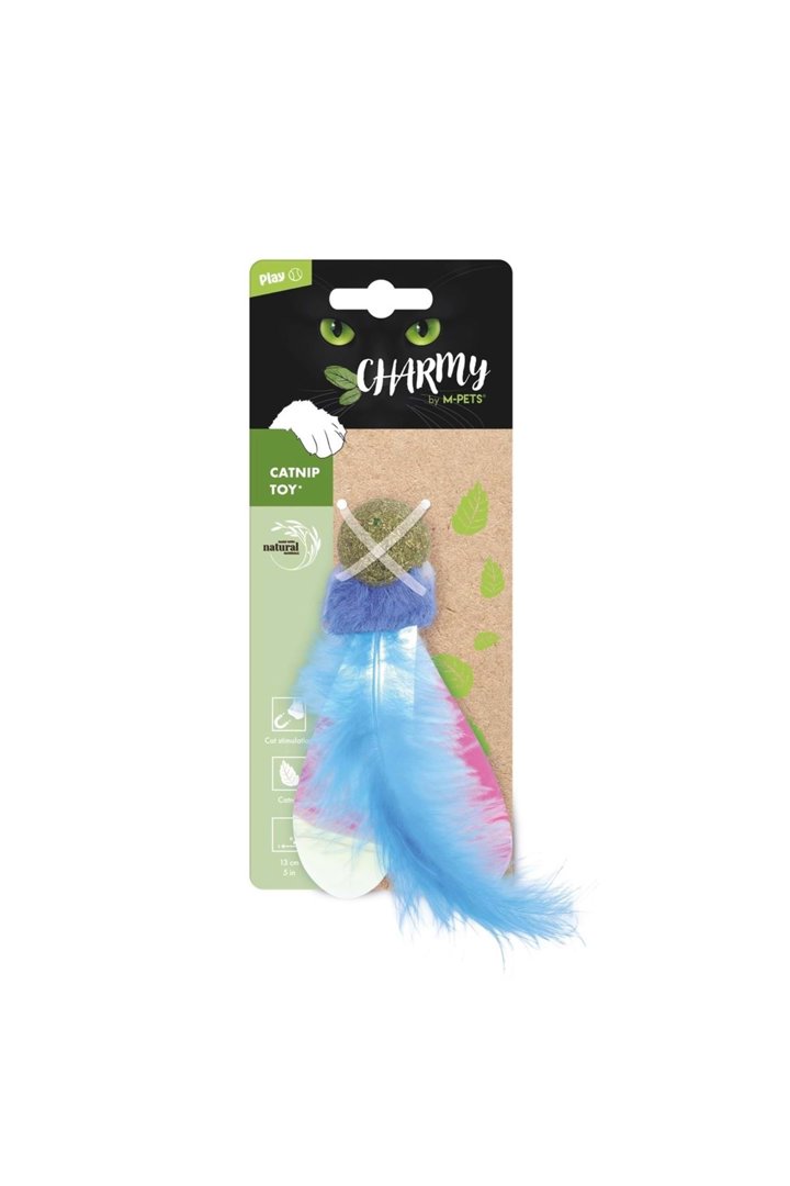 M-Pets Kedi Oyuncağı Catnipli Tüylü Top Mavi 13 Cm görsel 4