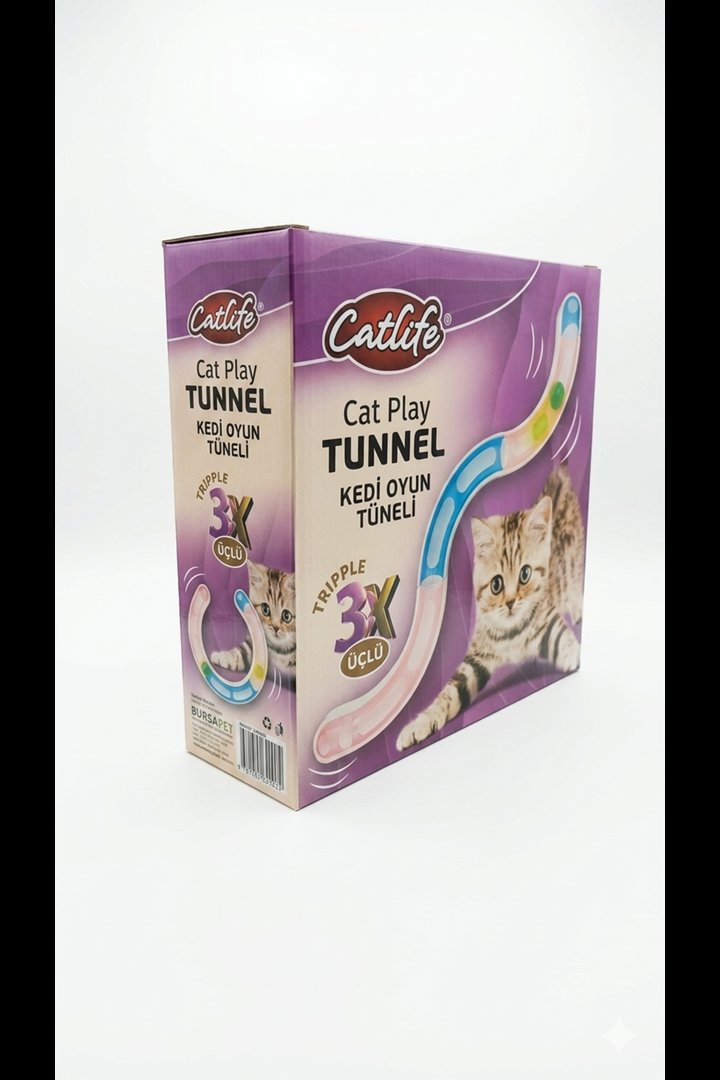 Catlife Kedi Oyuncağı Oyun Tüneli Üçlü görsel 4
