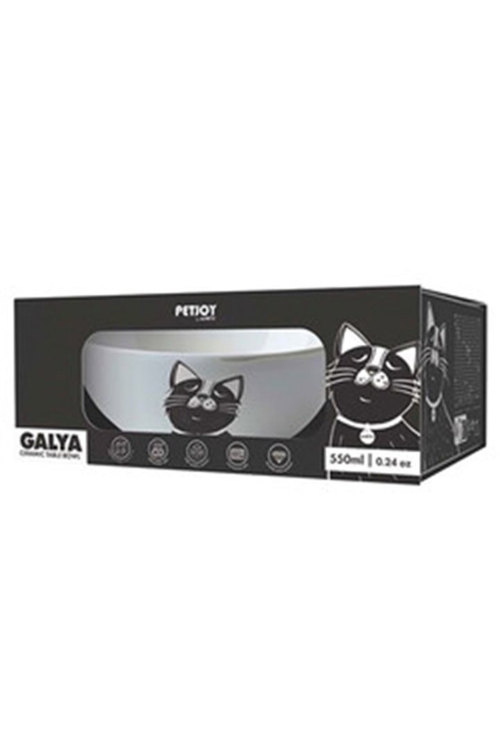 M-Pets Mama Ve Su Kabı Galya Seramik Siyah-Beyaz görsel 3