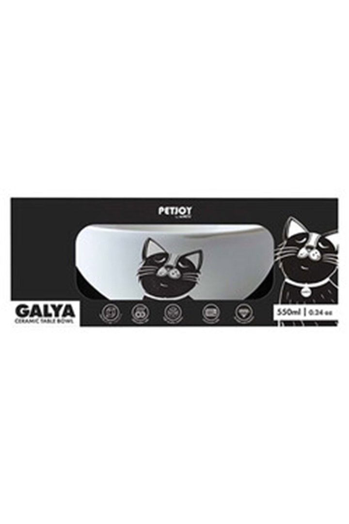 M-Pets Mama Ve Su Kabı Galya Seramik Siyah-Beyaz görsel 4