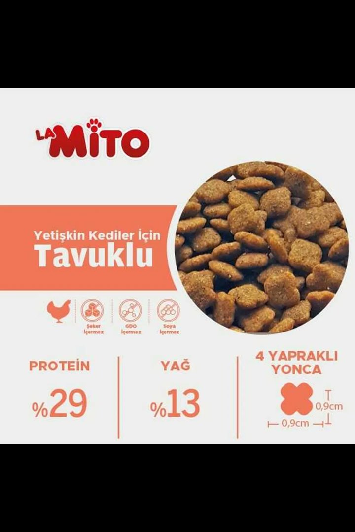 Mito Yetişkin Kedi Maması Tavuklu 1 Kg görsel 3