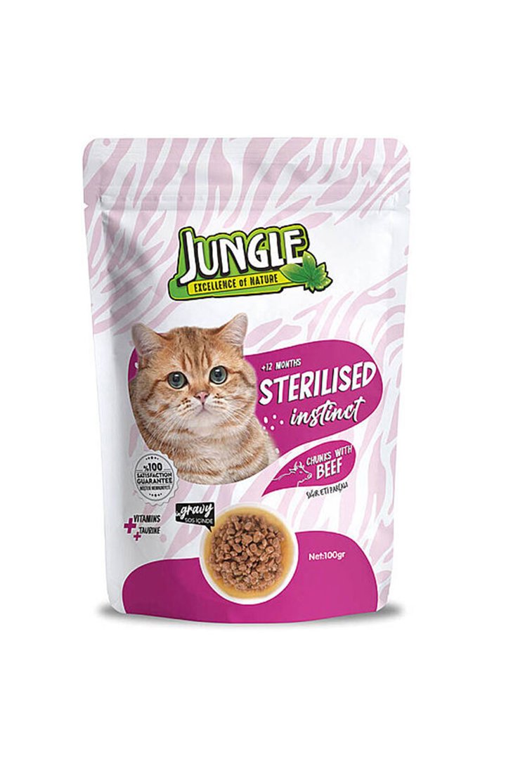 Jungle Kısır Kedi Yaş Maması Biftekli 100 G