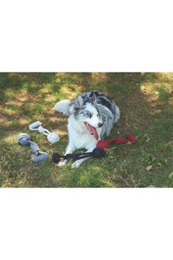 M-Pets Köpek Oyuncağı Çekmeli Örgü Top Gri 36*9 Cm görsel 2
