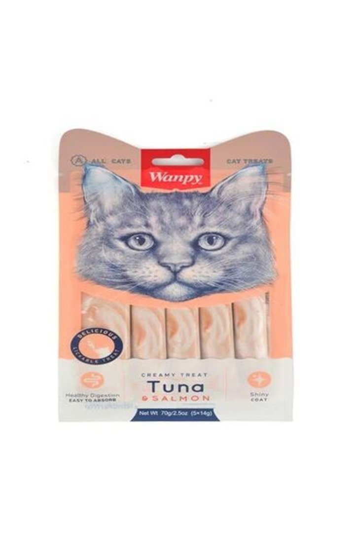 Wanpy Kedi Krema Ton Balıklı, Somonlu 5*14 G