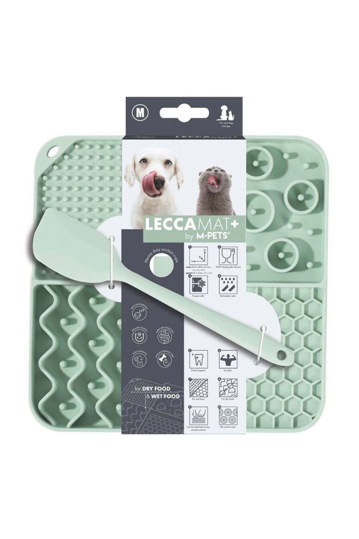M-Pets Yavaş Beslenme Matı Sıvı Ödül Kaşıklı Yeşil