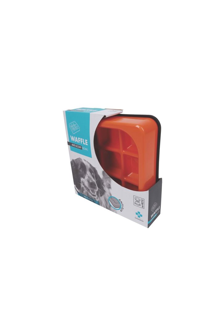 M-Pets Waffle Yavaş Beslenme Kabı Turuncu 1500 Ml görsel 3