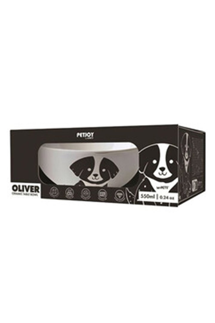 M-Pets Mama ve Su Kabı Seramik Siyah Beyaz 550 Ml görsel 2