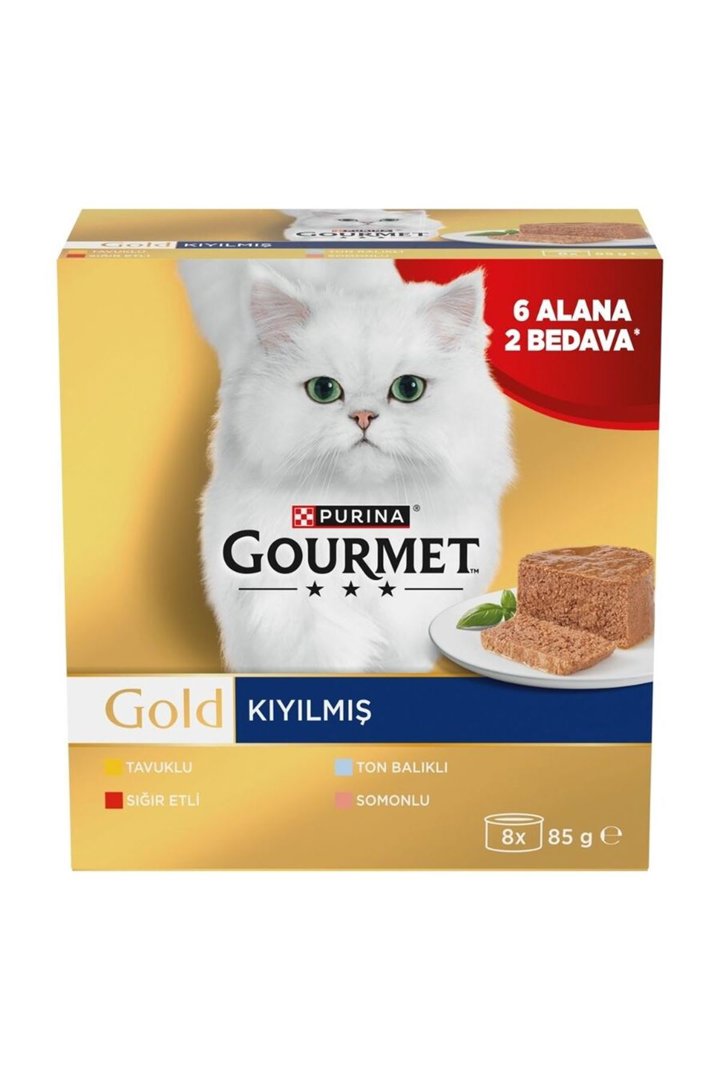 Gourmet Gold Kedi Yaş Maması Kıyılmış Etli 8*85 G