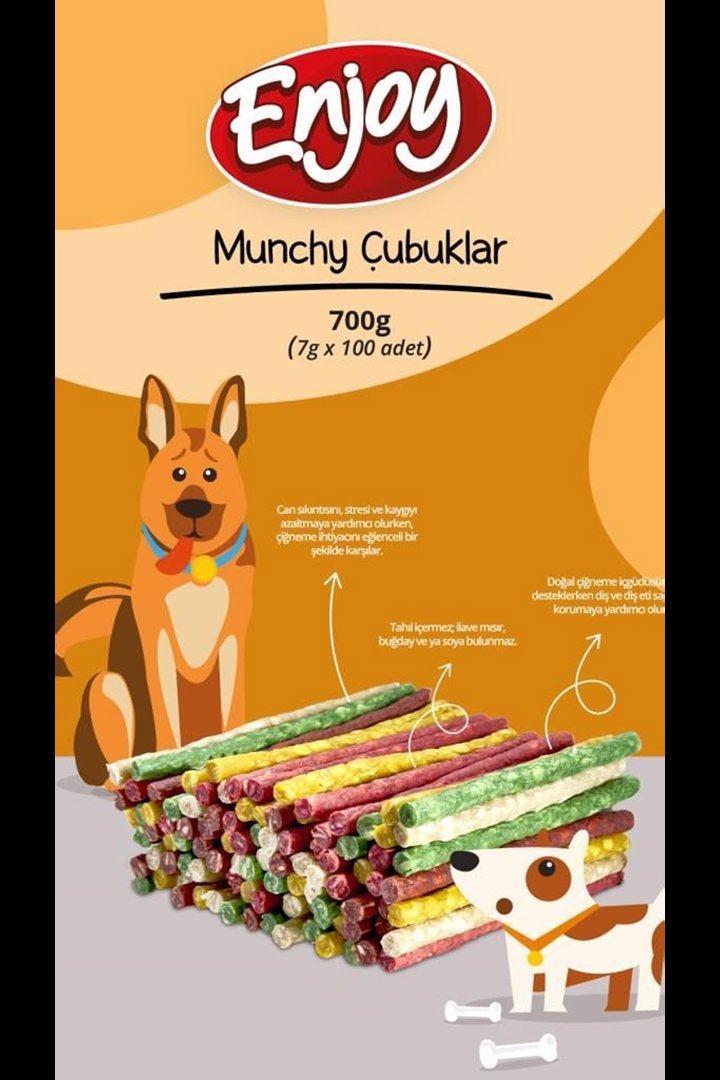 Enjoy Köpek Ödül Munchy Burgu Çubuk 7 G*100 Adet görsel 2