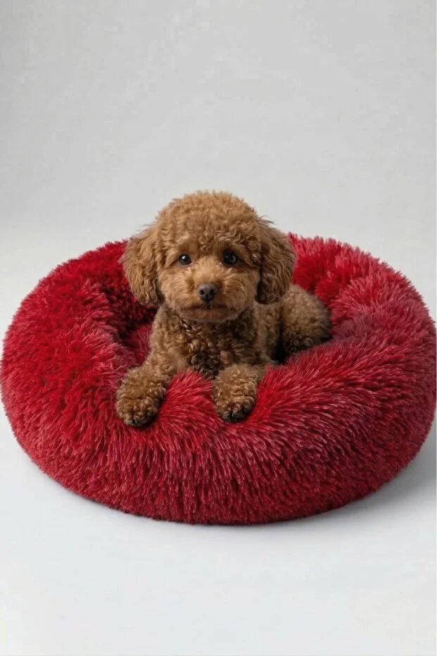 Benetton Yatak Donut Uzun Kürklü Kırmızı 45 Cm