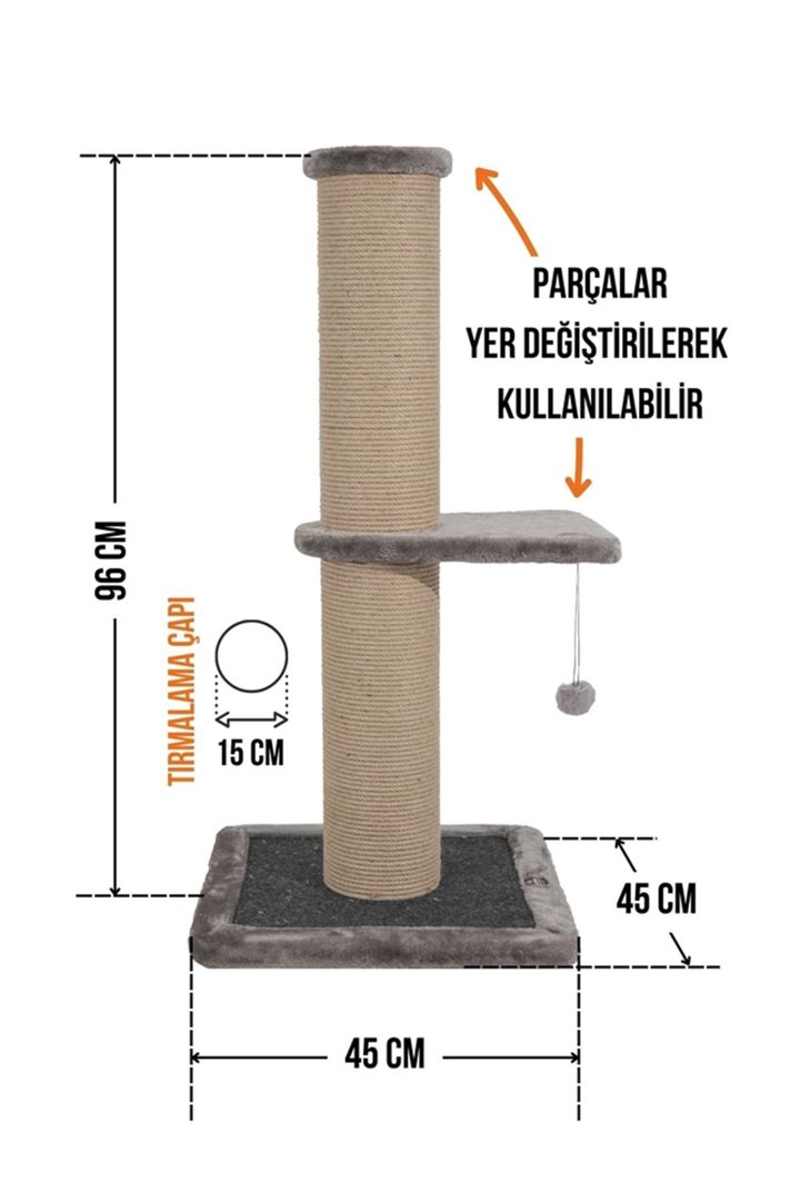 Lotus Kedi Tırmalama Tekli Kahverengi 96 Cm görsel 6