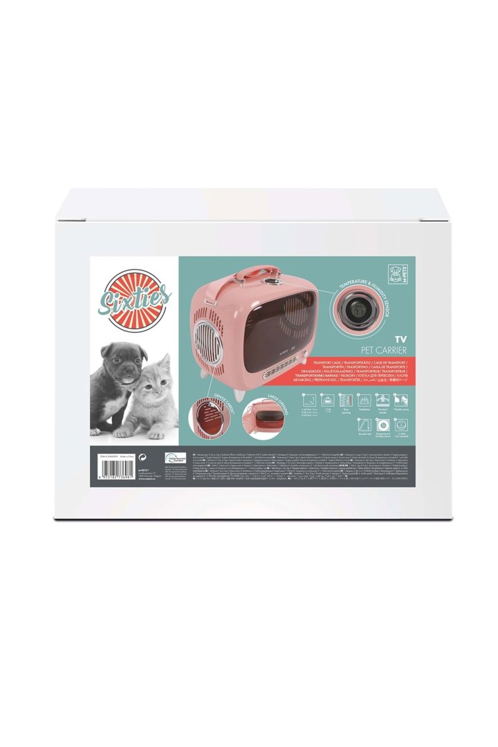 M-Pets Kedi Taşıma Çantası Televizyon Şekli Pembe görsel 3
