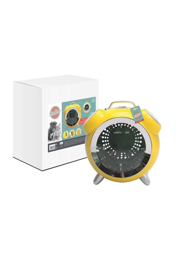 M-Pets Kedi Taşıma Çantası Saat Sarı 40*44*26 Cm görsel 2