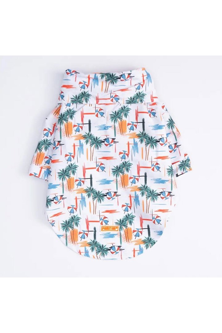 Pawstar Shirt Beach Palmiye Desenli (L) görsel 4