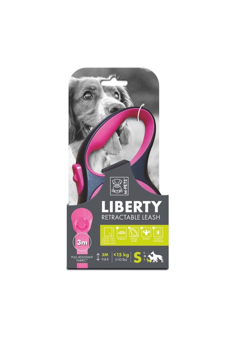 M-Pets Gezdirme Tasma Liberty Otomatik Pembe(S) 3M görsel 5