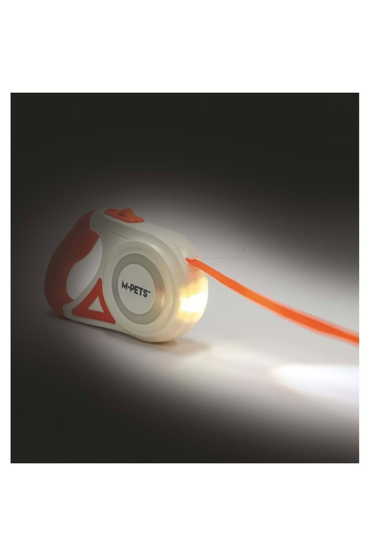 M-Pets Gezdirme Tasma Ledli Otomatik Turuncu(M) 5M görsel 3