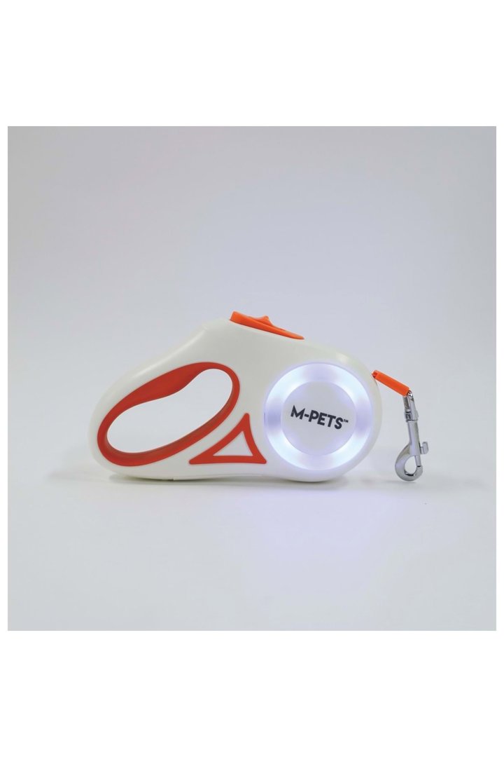 M-Pets Gezdirme Tasma Ledli Otomatik Turuncu(M) 5M görsel 4