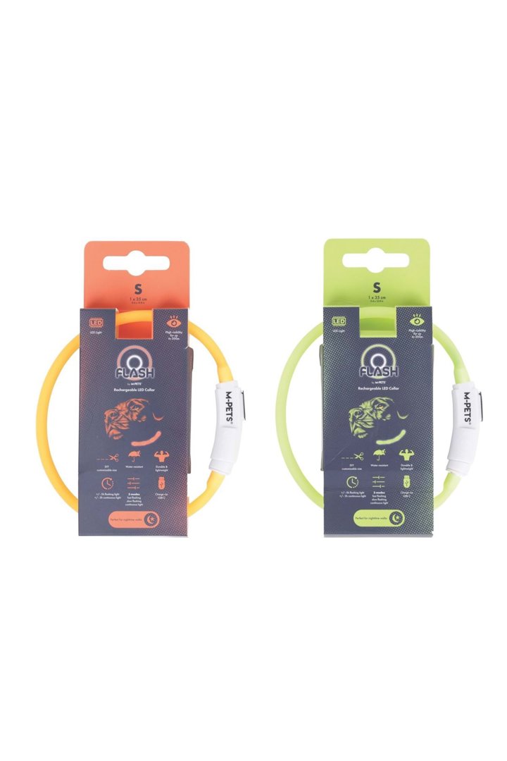 M-Pets Boyun Tasması Flash Ledli Neon Turuncu (S) görsel 3