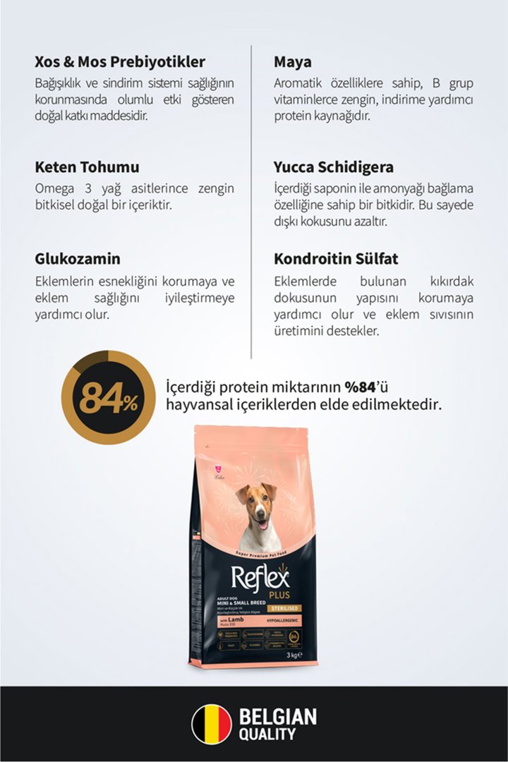 ReflexPlus Kısır Köpek Mama Mini,Küçük Kuzulu 3Kg görsel 3
