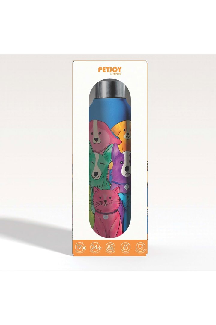 M-Pets Termos Kedi ve Köpek Desenli Mavi 500 Ml görsel 2