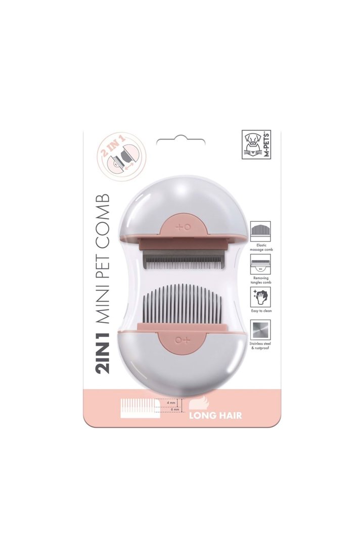 M-Pets Uzun Tüyler İçin Tüy Alıcı Tarak Pembe 9 Cm görsel 5