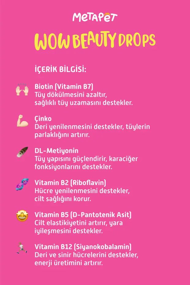 Metapet Köpek İçin Tüy ve Cilt Bakım Vitamin 50Ml görsel 8